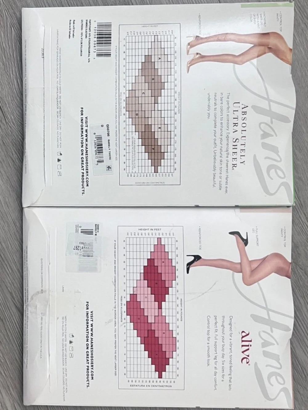 2-Hanes Control Top Reinforced Toe Pantyhose, Barely Black/Barley There Size D